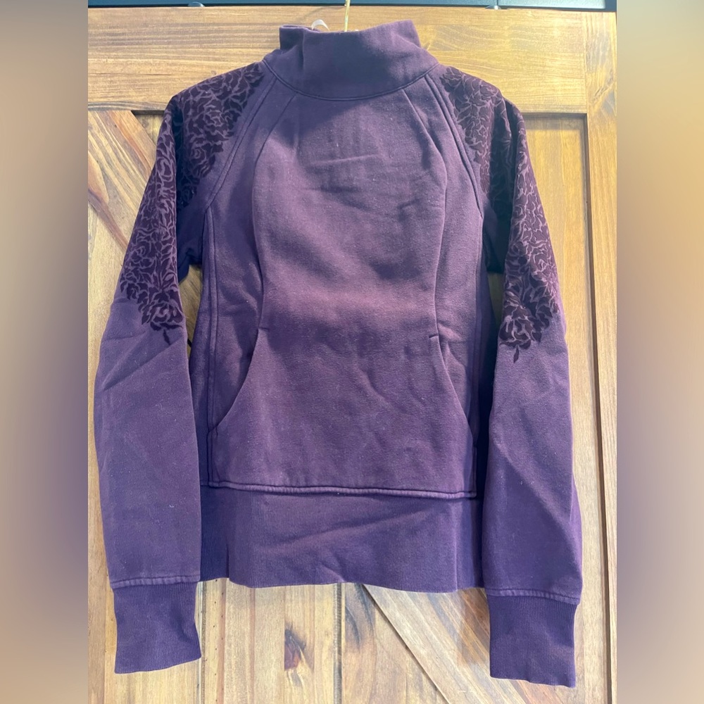 Plum lululemon sweater with velour details